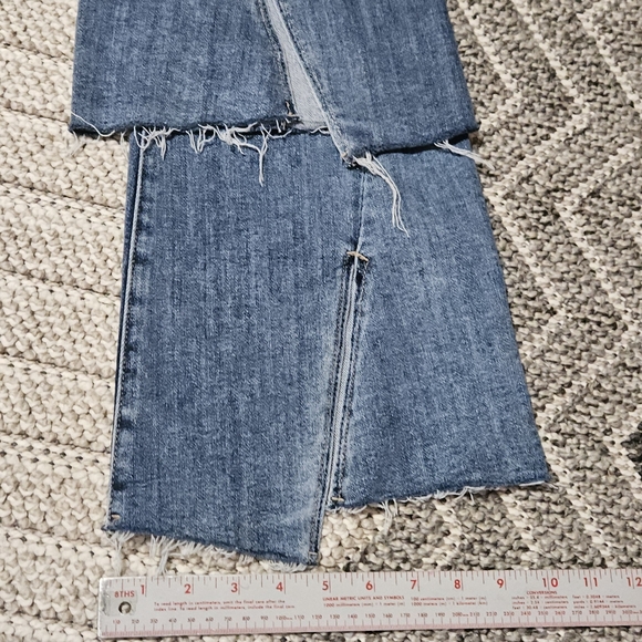 Risen Jeans High Rise Vintage Inspired Bell Bottom Distressed Split Hem 0 24 - Picture 12 of 17